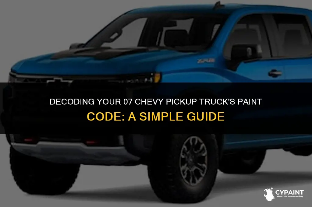 where to find paint codes on 07 chevy pickup truck