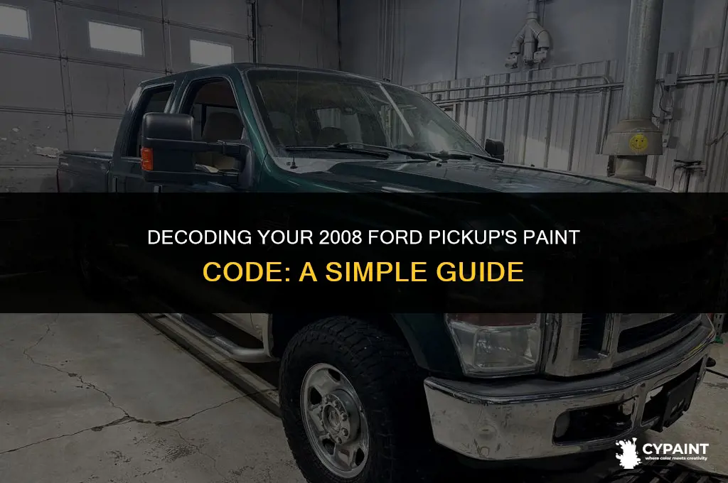 where to find the paint codeon a 2008 ford pickuo