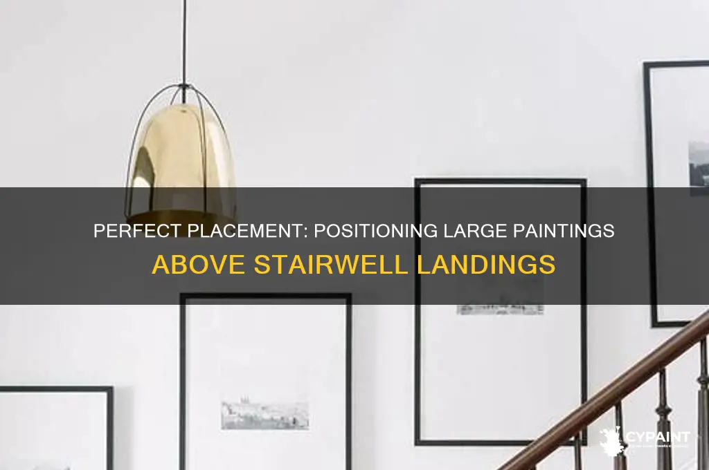 where to position a large painting above stairwell landing