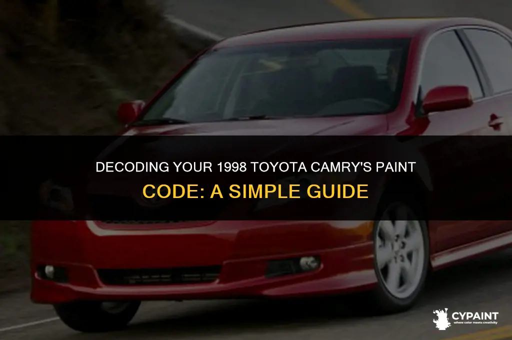 where would i find paint number on toyota camry 1998