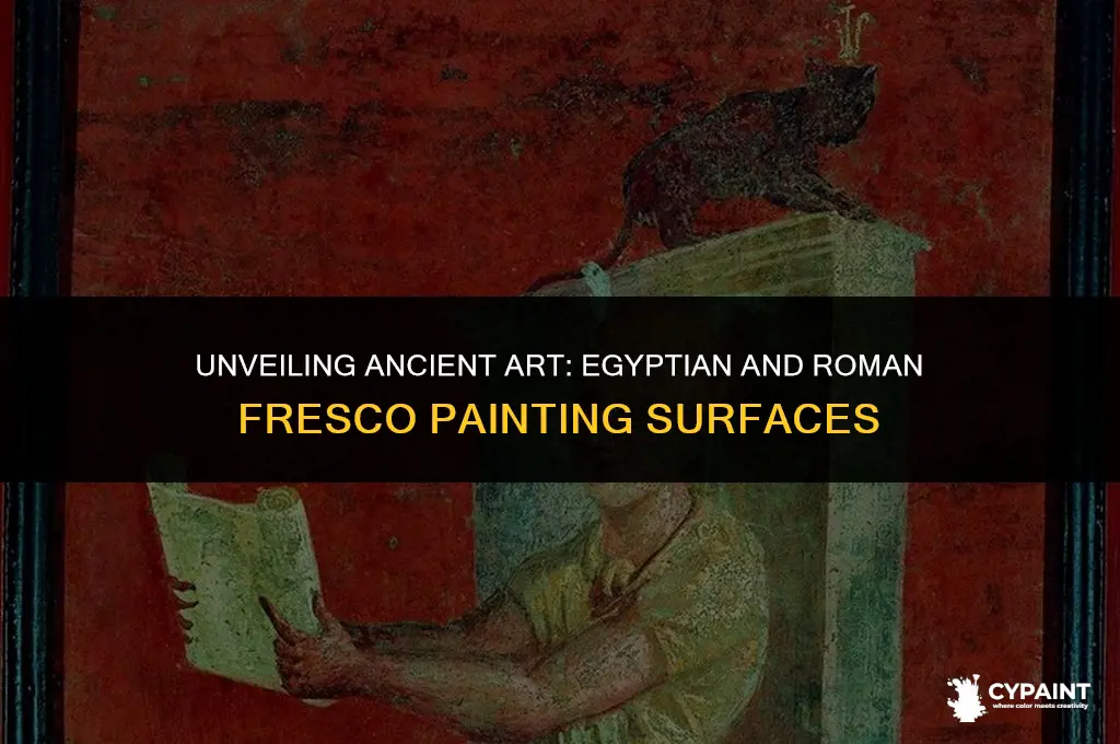 which material did egyptian and roman artists paint frescos on