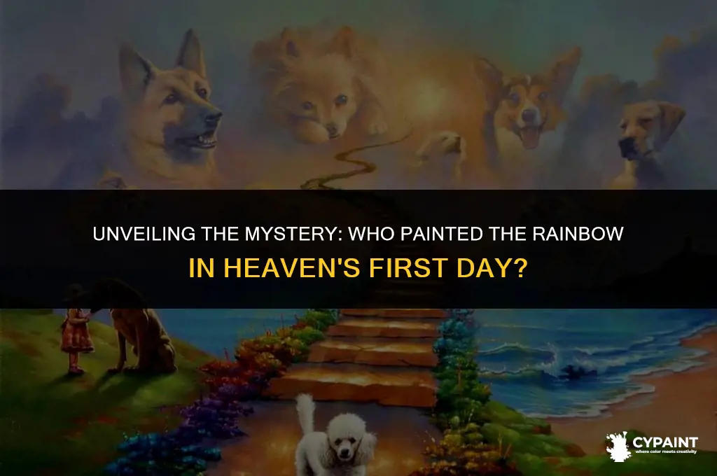 who added the rainbow to first day in heaven painting
