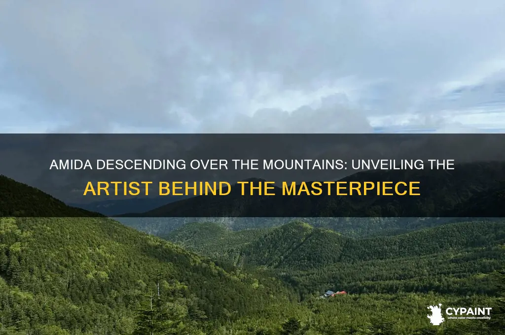 who made the painting amida descending over the mountains