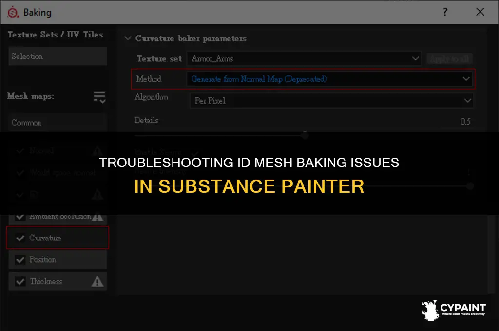 why are my id meshes not baking in substance painter
