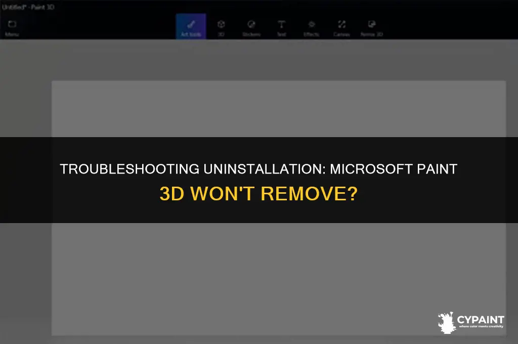 why can i not uninstall microsoft paint 3d