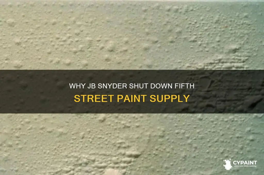 why did jb snyder close fifth street paint supply