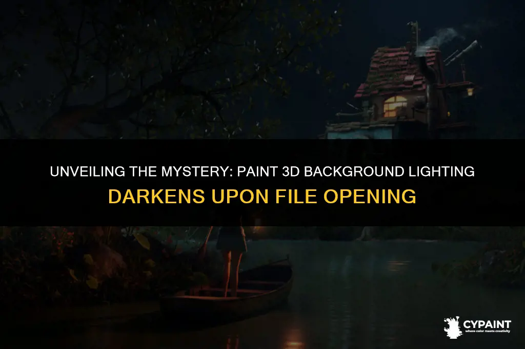 why does paint 3d background lighting darken upon opening file