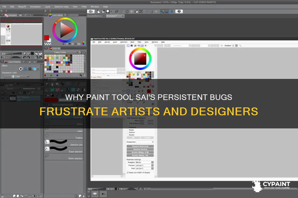 why does paint tool sai have so many bugs