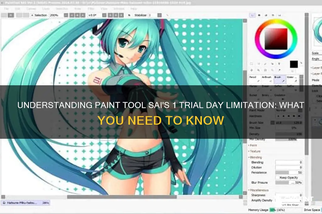why does paint tool sai say 1 trial day