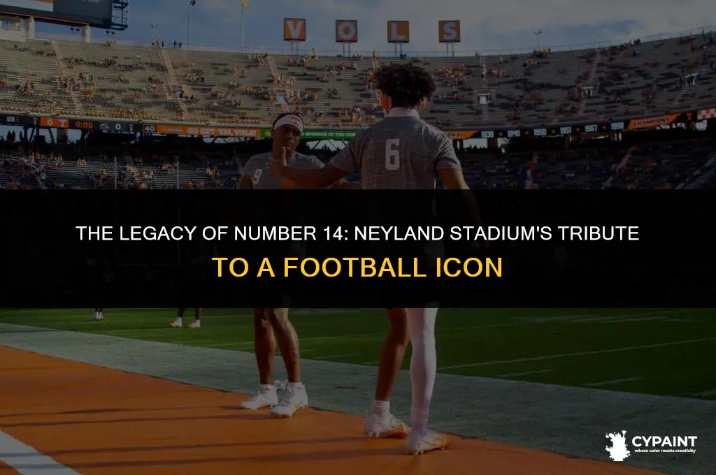 why is 14 painted on the field at neyland stadium