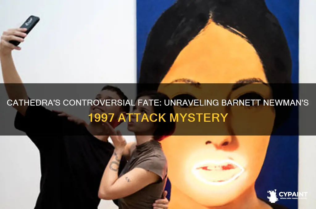 why was barnett newmans painting cathedra attacked in 1997
