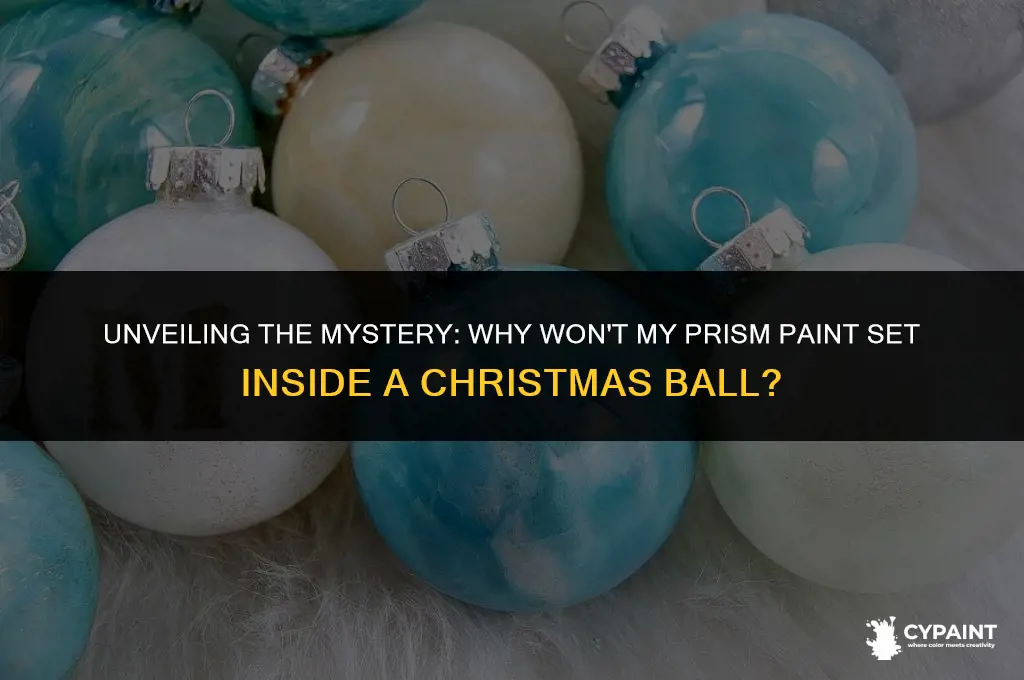 why wont my prisme paint set inside a cheistmas ball