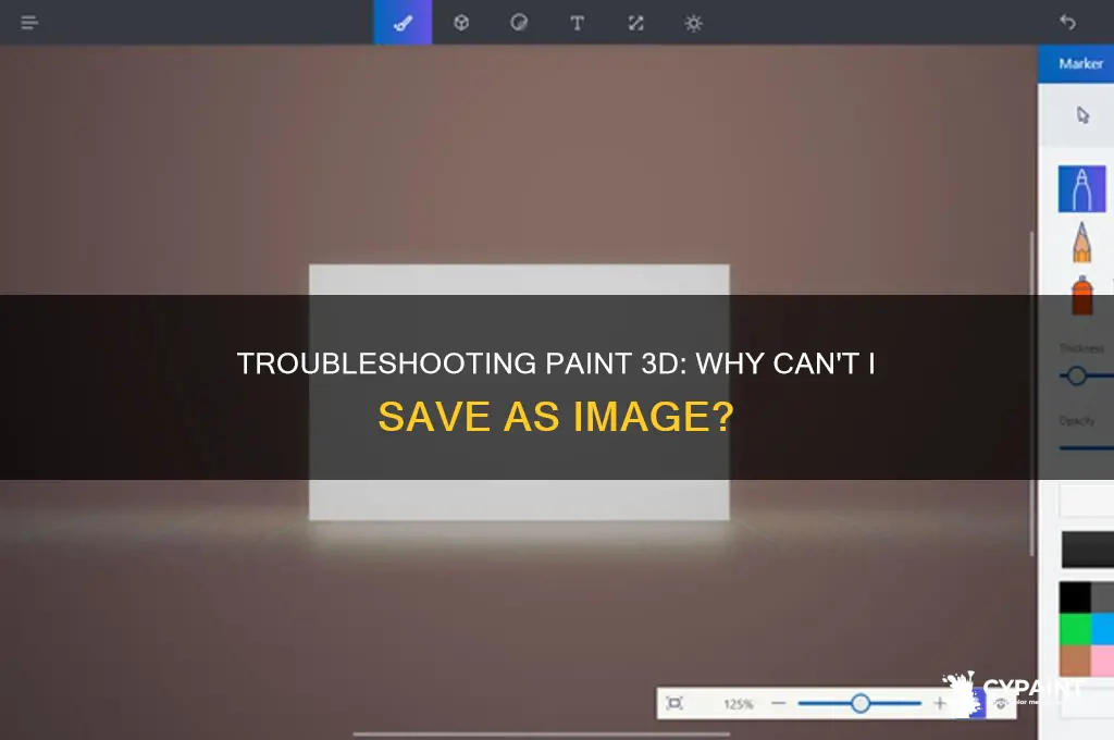 why wont paint 3d let me save as image